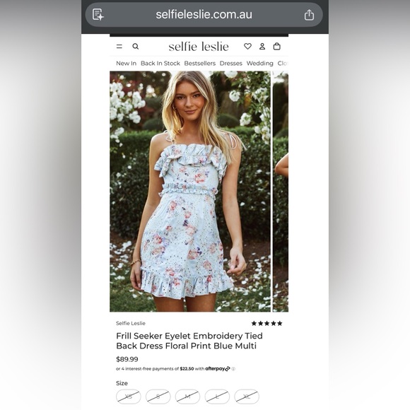 Frill Seeker Eyelet Embroidery TieBack Dress Floral Print  M flawed **2 for 20** - Picture 4 of 16